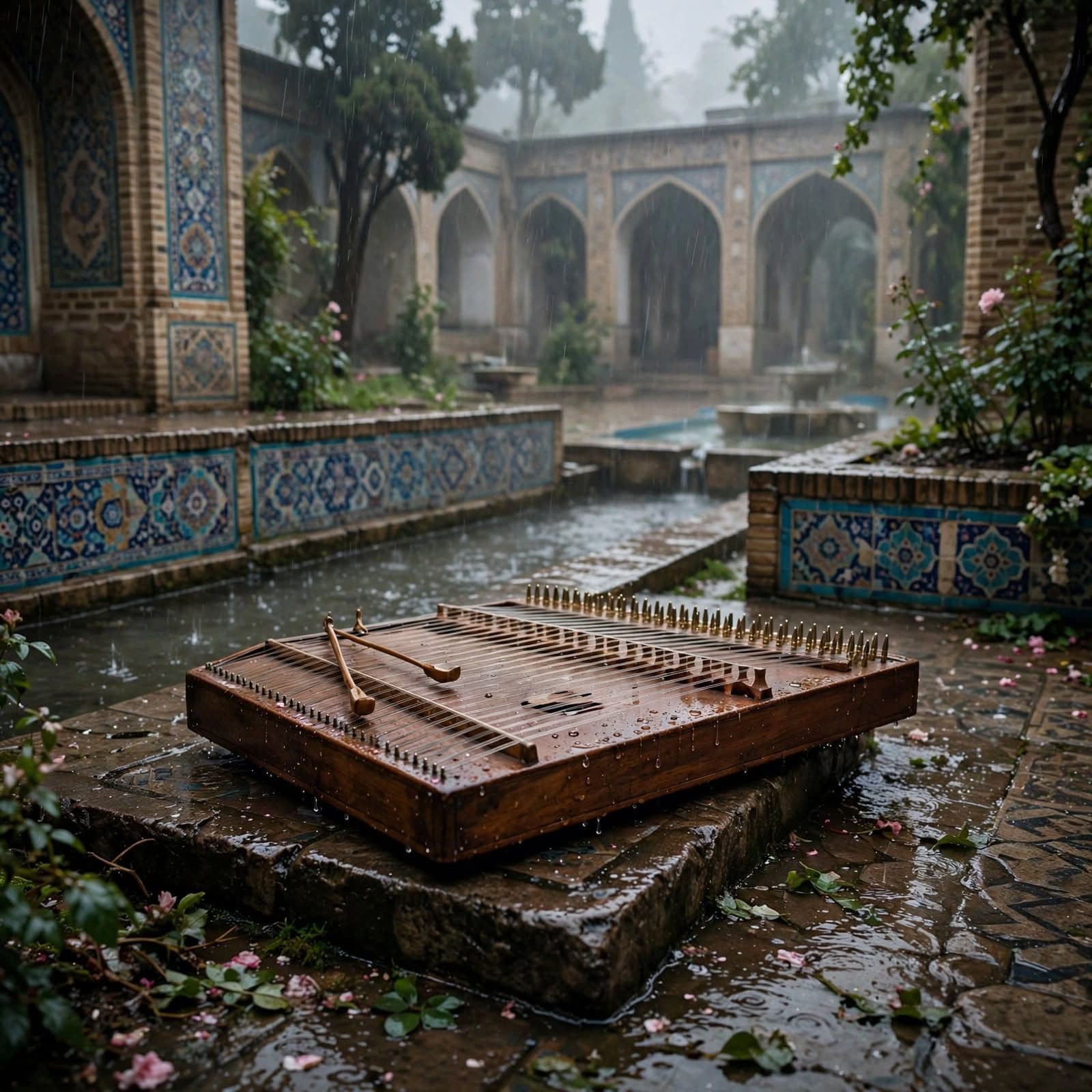 Persian Santur in Rain Iranian Classical Music