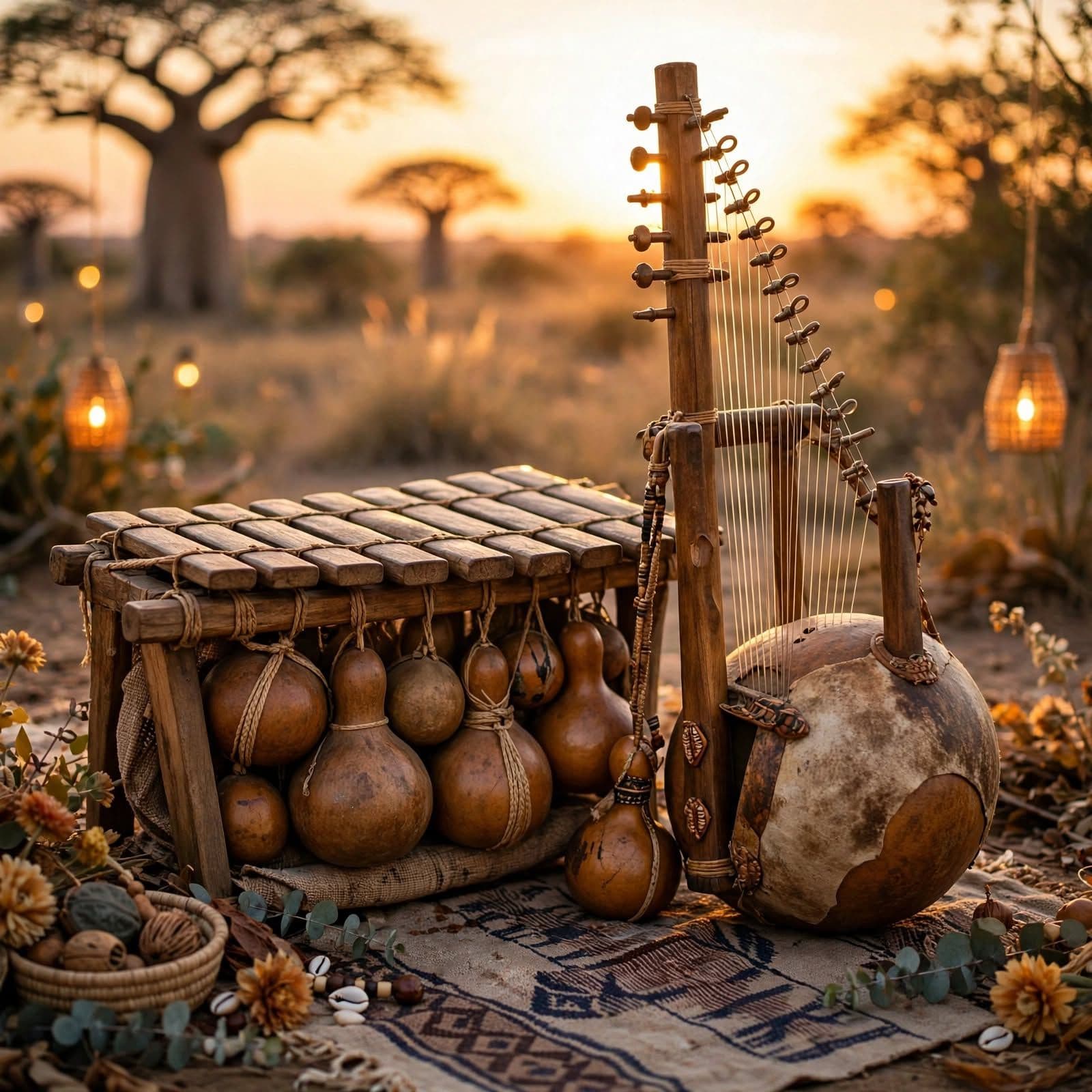 West African Balafon and Kora Sunset Celebration with Djembe