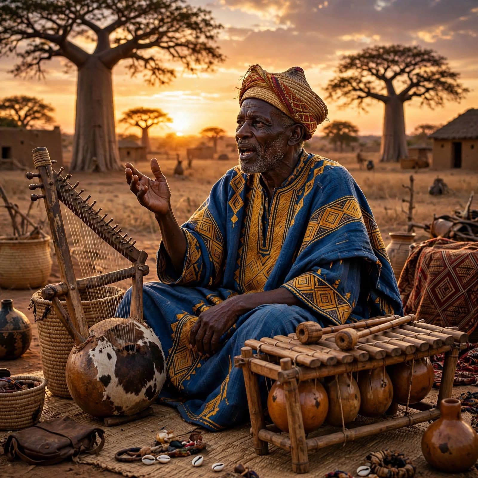 Malian Griot Story Kora Balafon West African Music