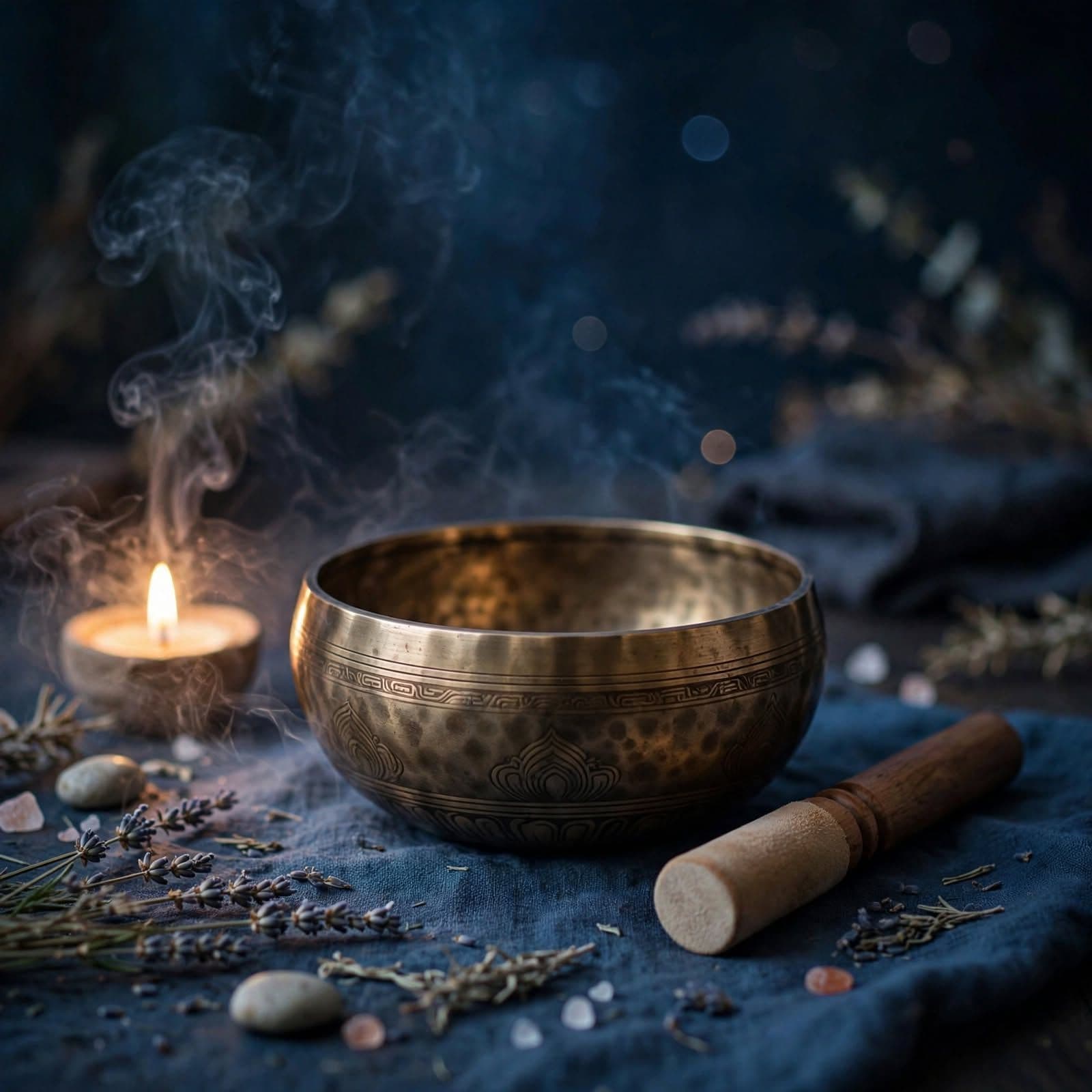 Peaceful Tibetan Singing Bowl Fading and Mountain Wind