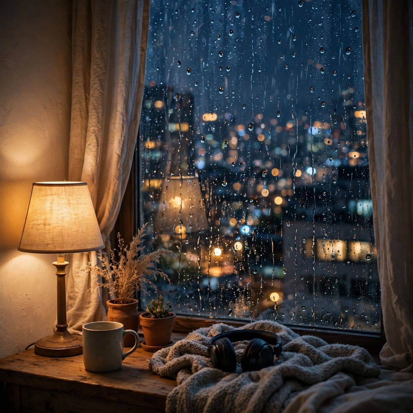 Late Night Raindrops Korean Lo-Fi Music