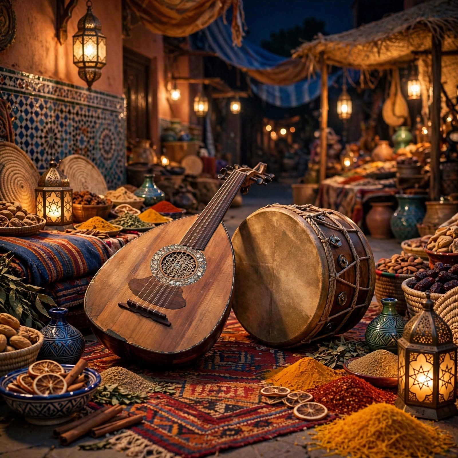 Moroccan Night Market Marrakech Oud and Bendir