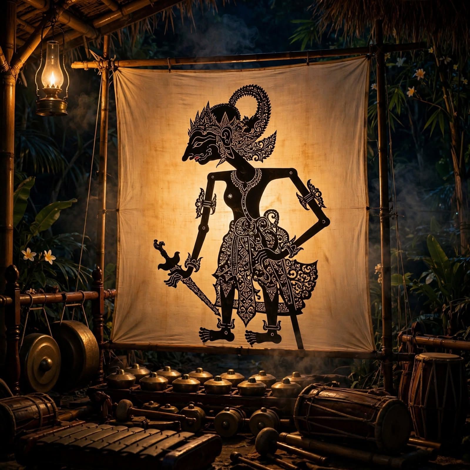Javanese Wayang Night Shadow Puppet Gamelan Music